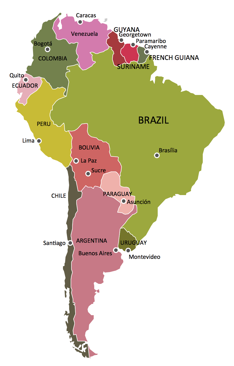 Political Map Of South America Royalty Free Vector Image Images