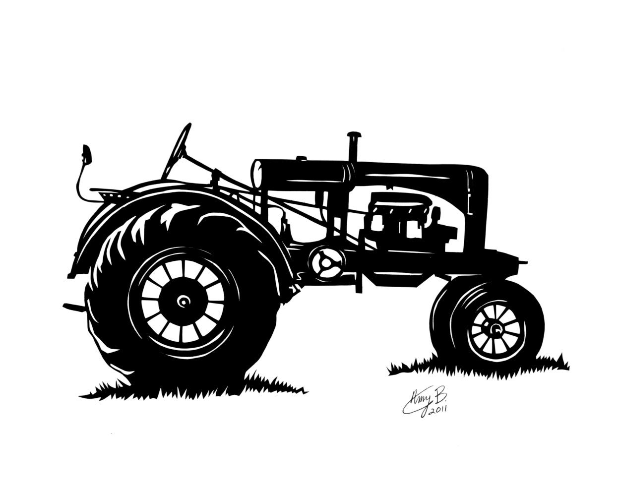 vintage tractor silhouette - Clip Art Library