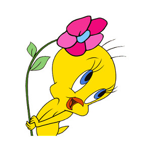 tweety bird with flowers - Clip Art Library