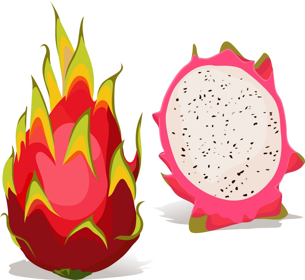 half and whole dragon fruit