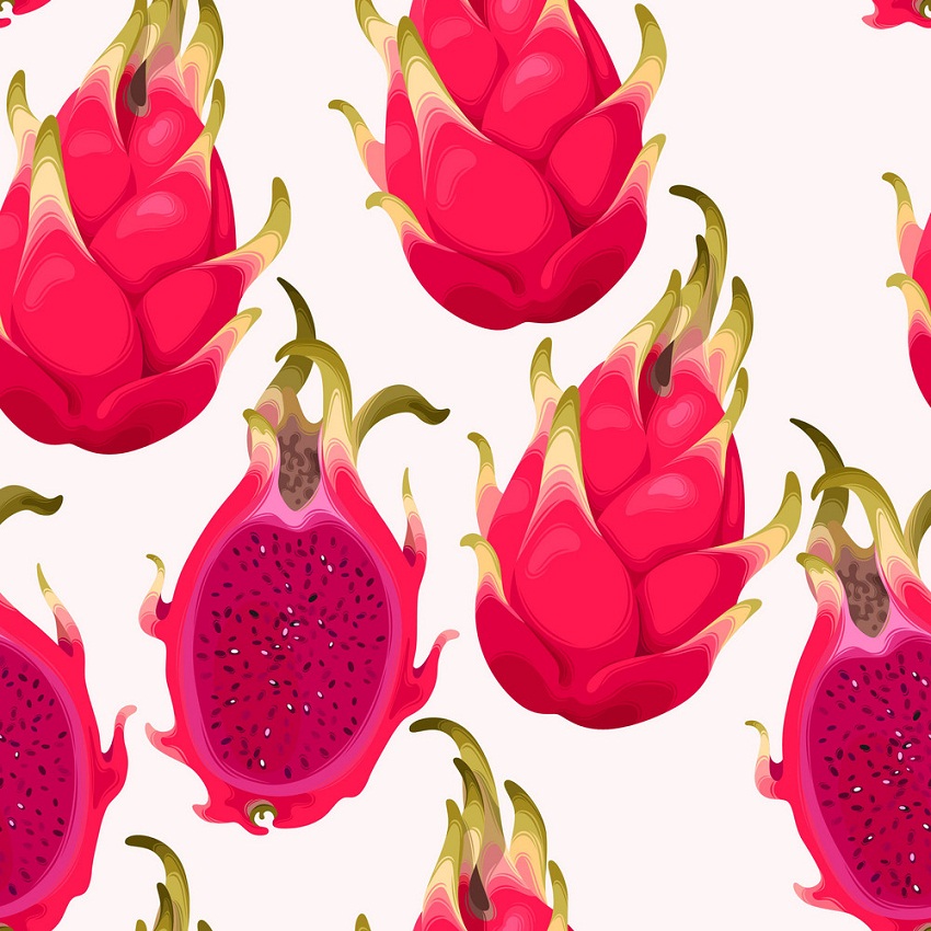 seamless pattern with red dragon fruit