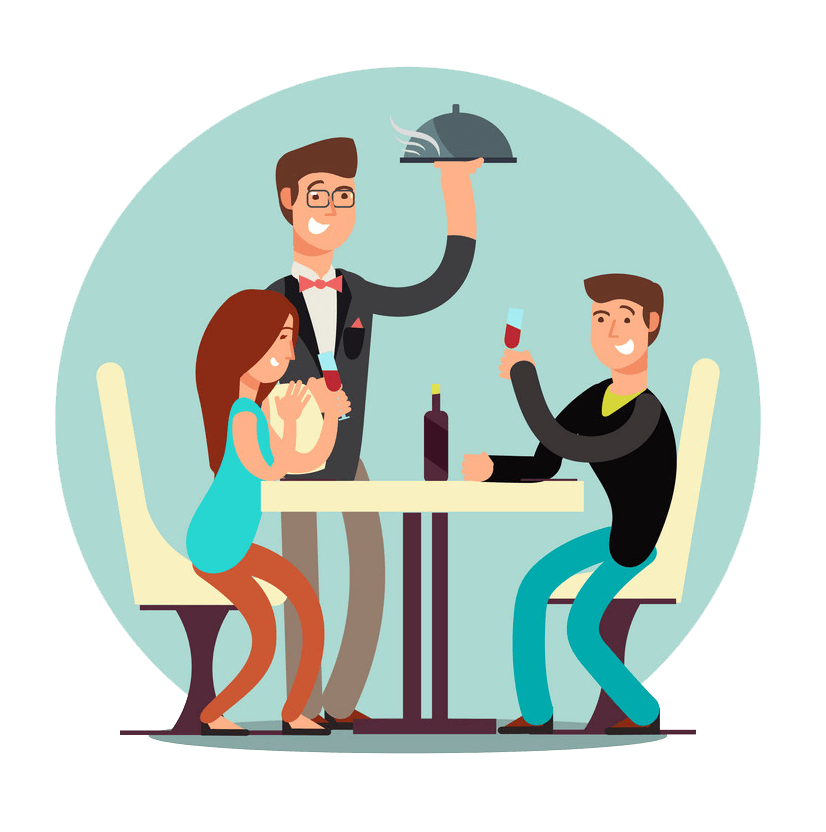 Couple in Restaurant clipart transparent