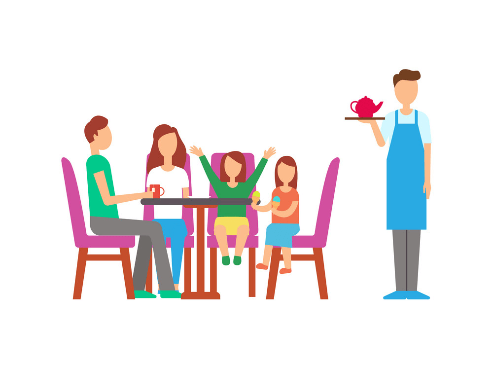 Family in Restaurant clipart