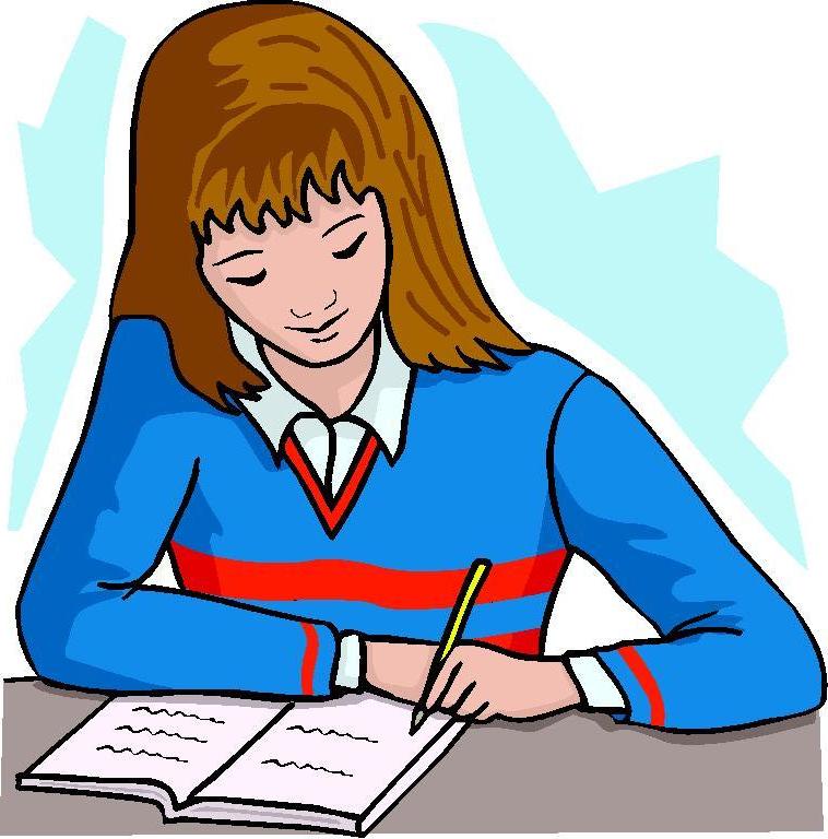 Girl writing clipart