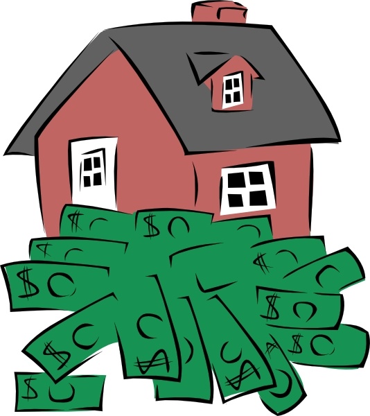 House sitting on a pile of money clip art free vector in open