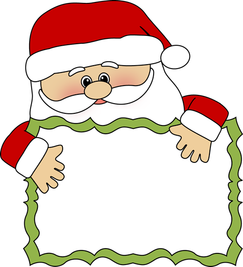 Santa clip art santa sign clip art peeking over a blank