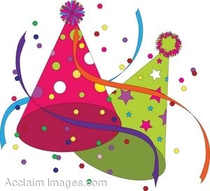 Clip art of brightly colored party hats jpg