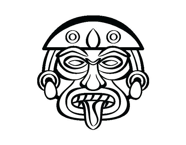 Inca Aztec Mayan Coloring Incas Mask Pages Adult Mayans Drawing Aztecs ...