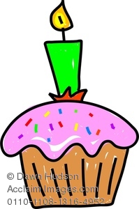 Cupcake With Candle Clipart