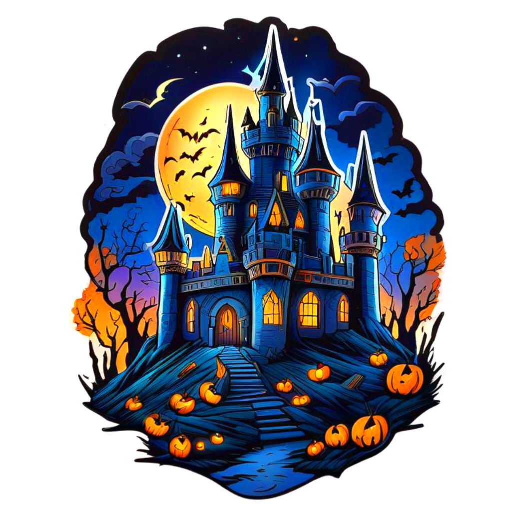 halloween haunted castle clipart drawing