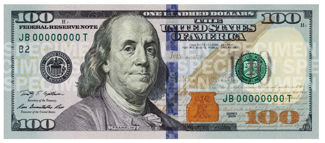 Benjamin Franklin United States one hundred.