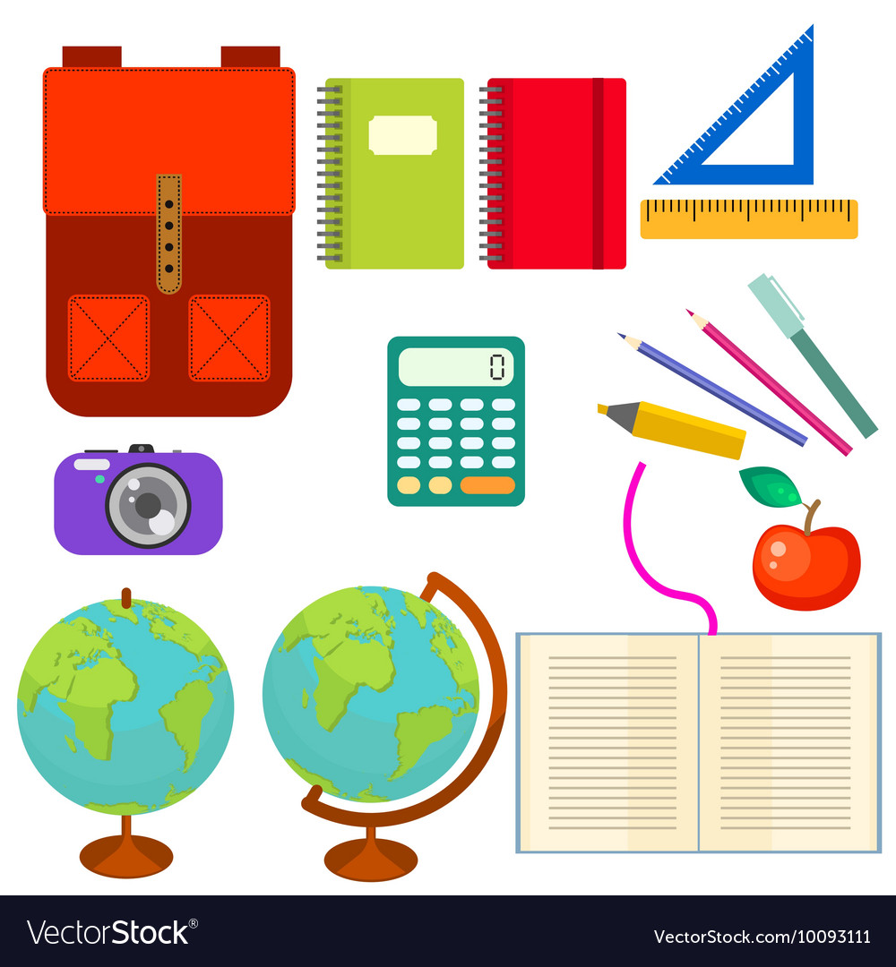 School supplies clip art objects.