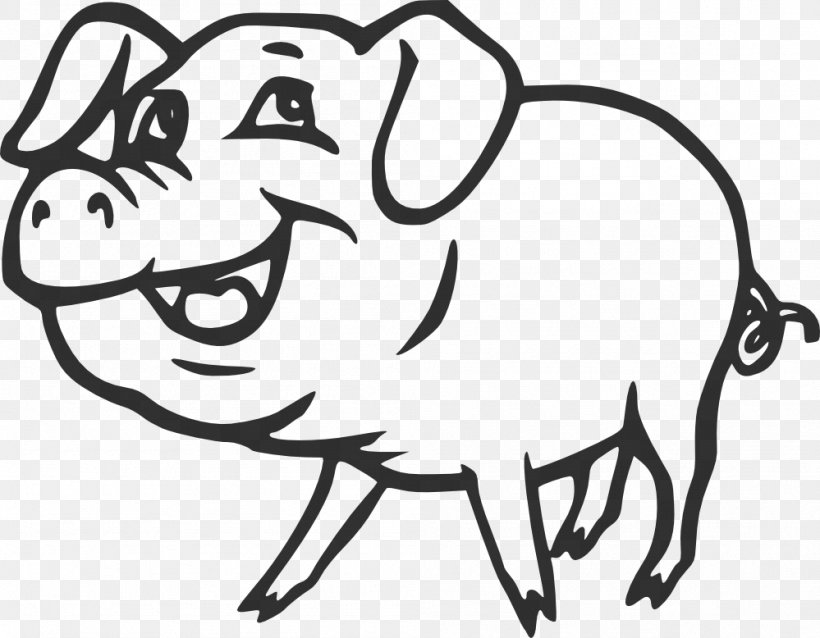 Pig Black And White Drawing Clip Art, PNG, 999x778px.