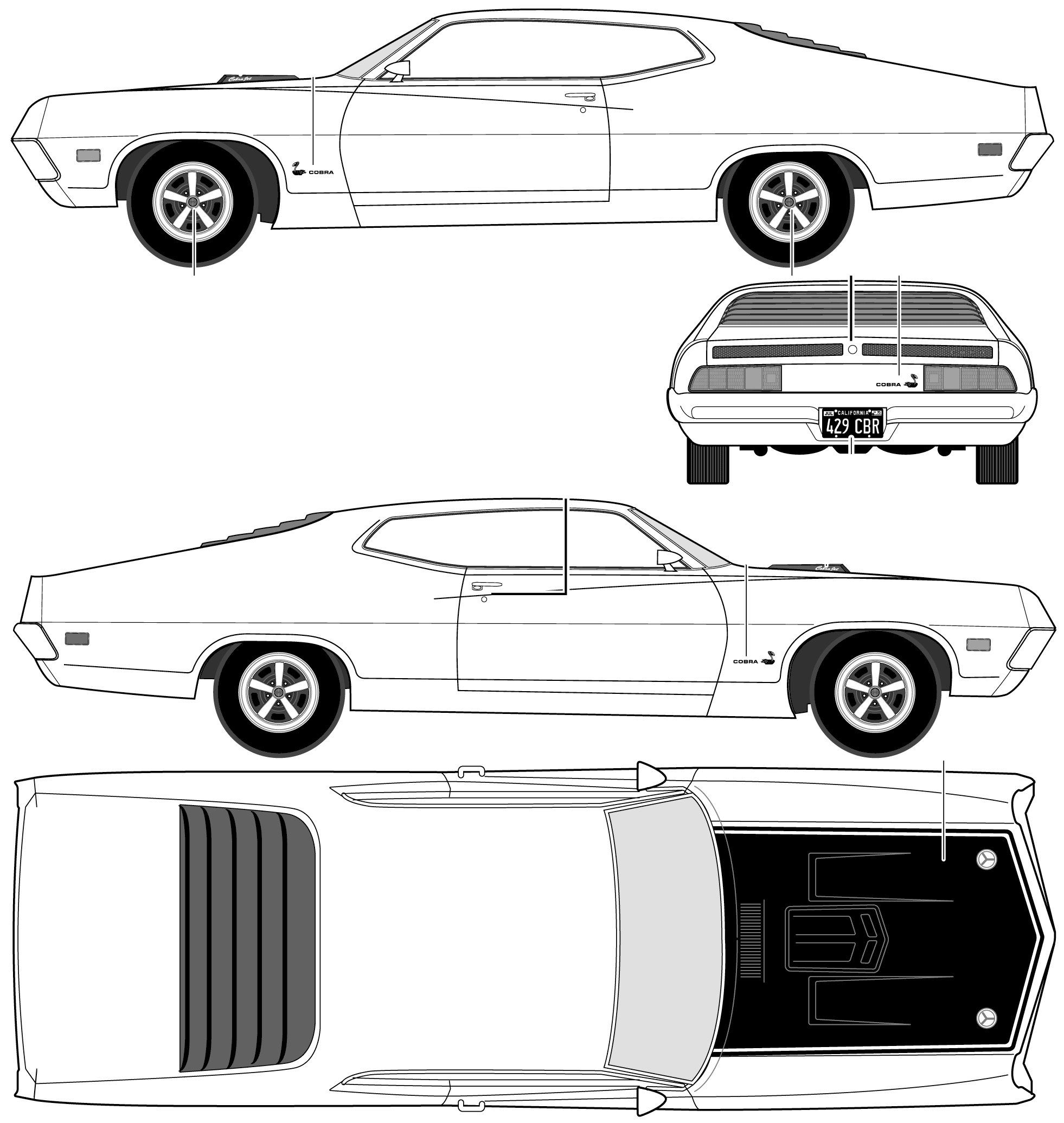 Ford Torino Cobra 1970 Blueprint.