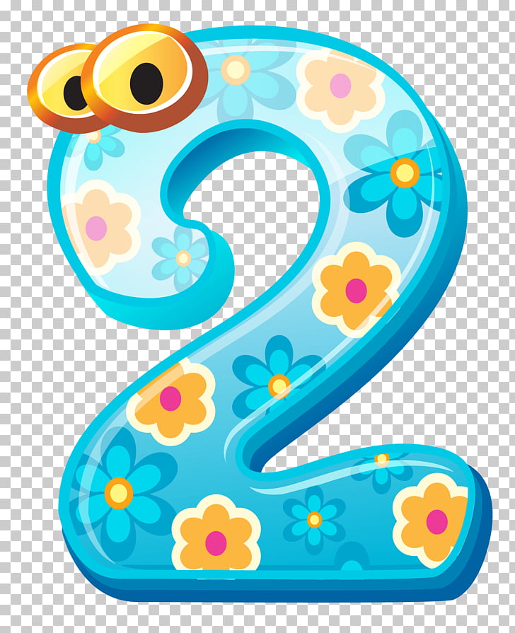 Number , Cute Number Two , yellow and blue 2 illustration.