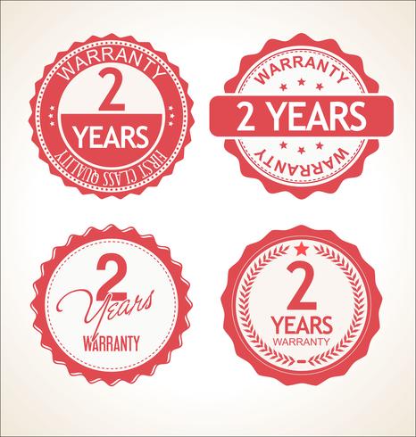 Two years warranty retro vintage badge and labels collection.