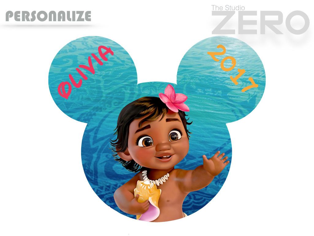 Baby Moana Clipart, Personalize, Mickey Head, Moana Iron On.