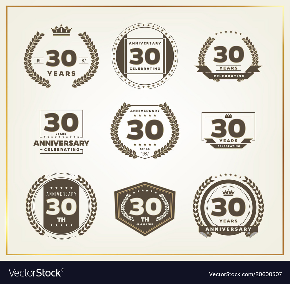 30 years anniversary logo set.