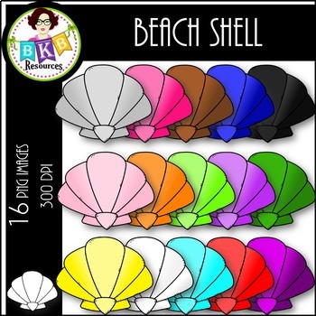 Rainbow Beach Shells● Clip Art ● Products for TpT Sellers.