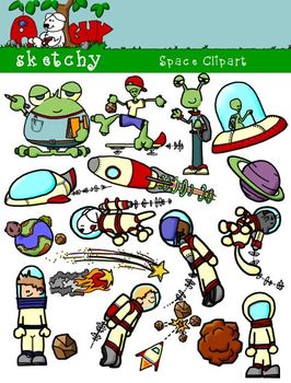 Space, Spaceship, Astronaut, Alien Clipart / Graphics.