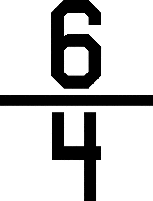 Numerical fraction 6/4.