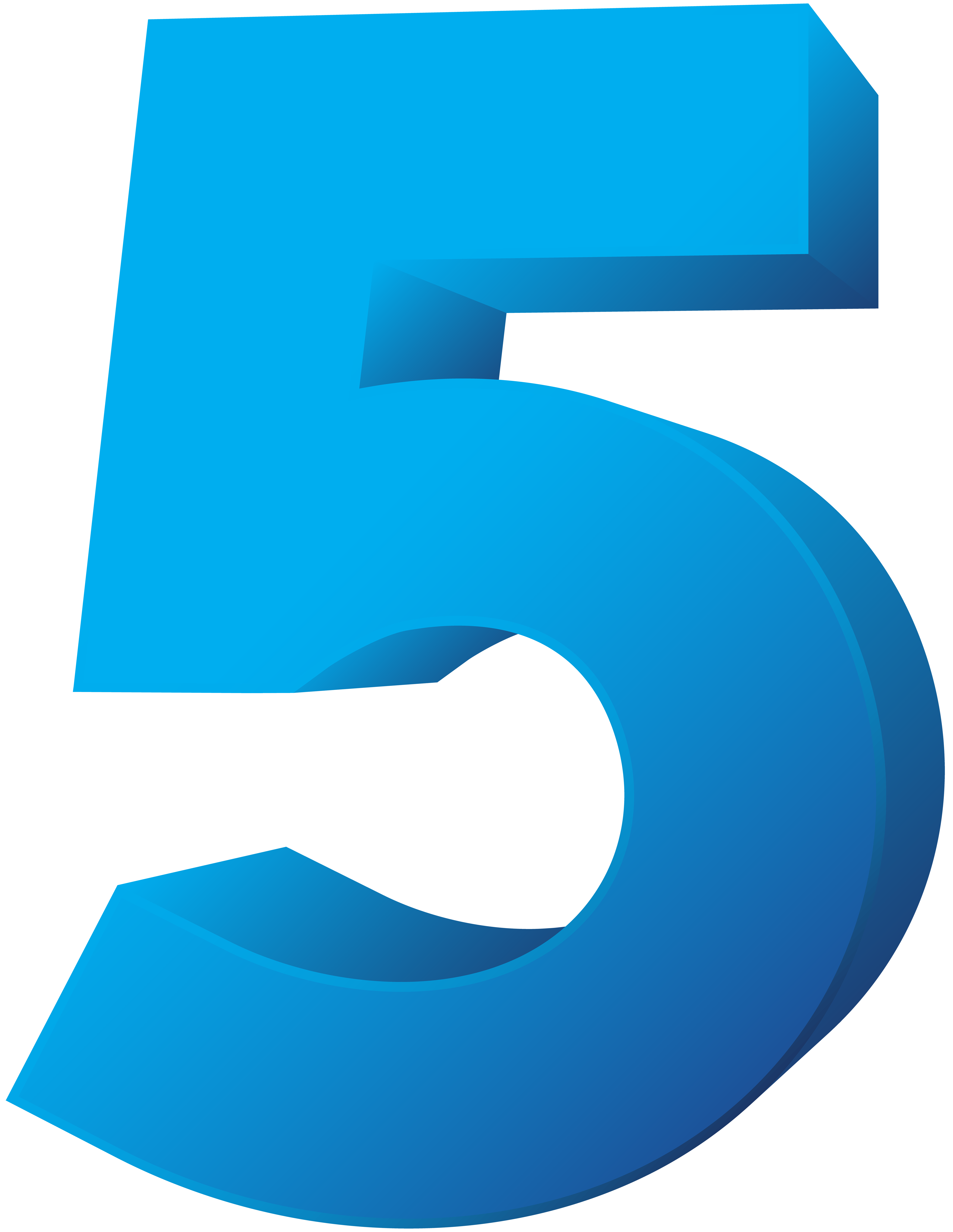 Blue Number Five Transparent PNG Clip Art Image.