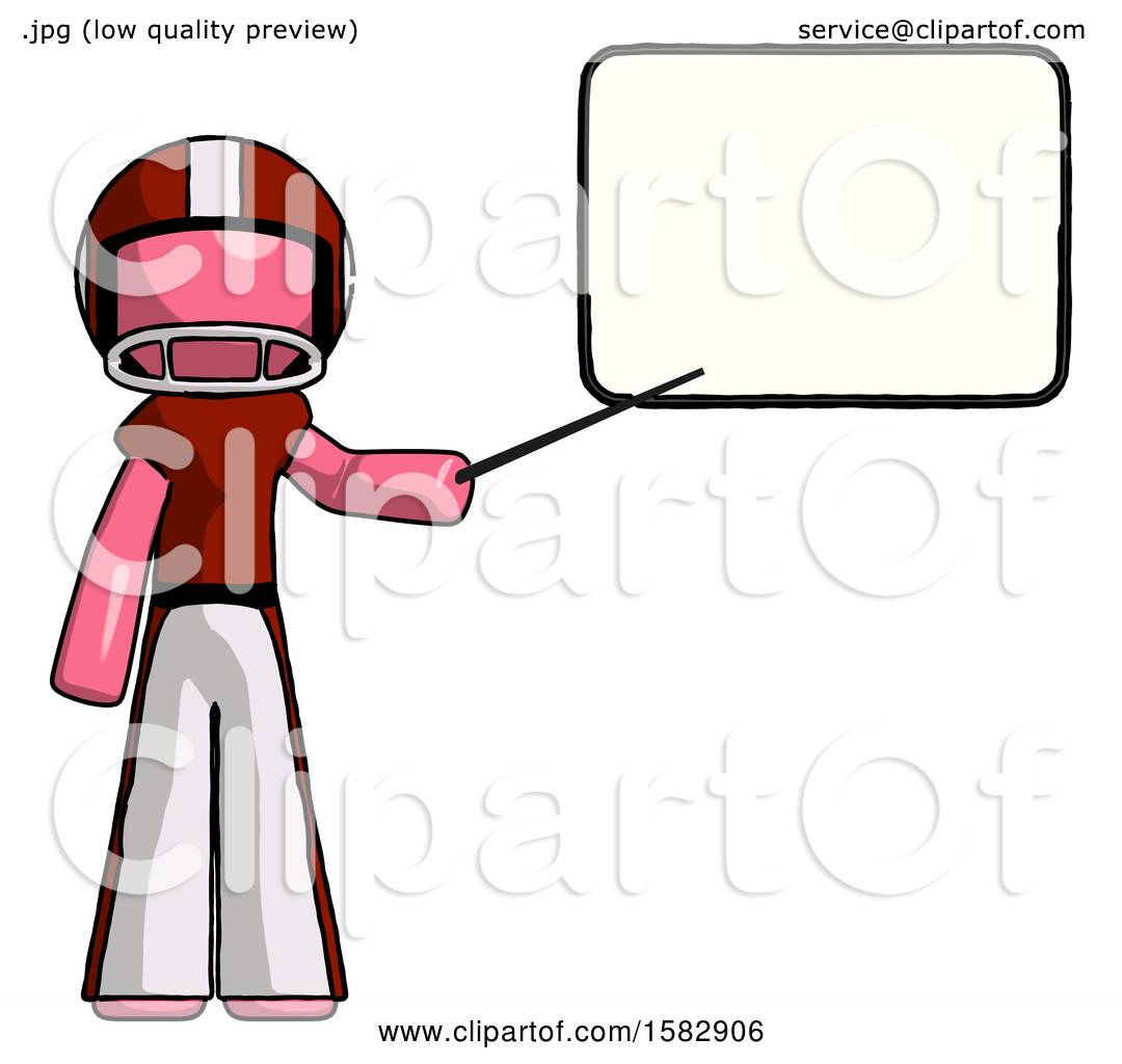 Pink Football Player Man Giving Presentation in Front of Dry.