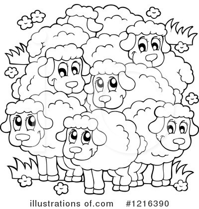 Flock Of Sheep Clipart Black And White.