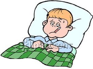 Clipart Of Sick Child In Bed.