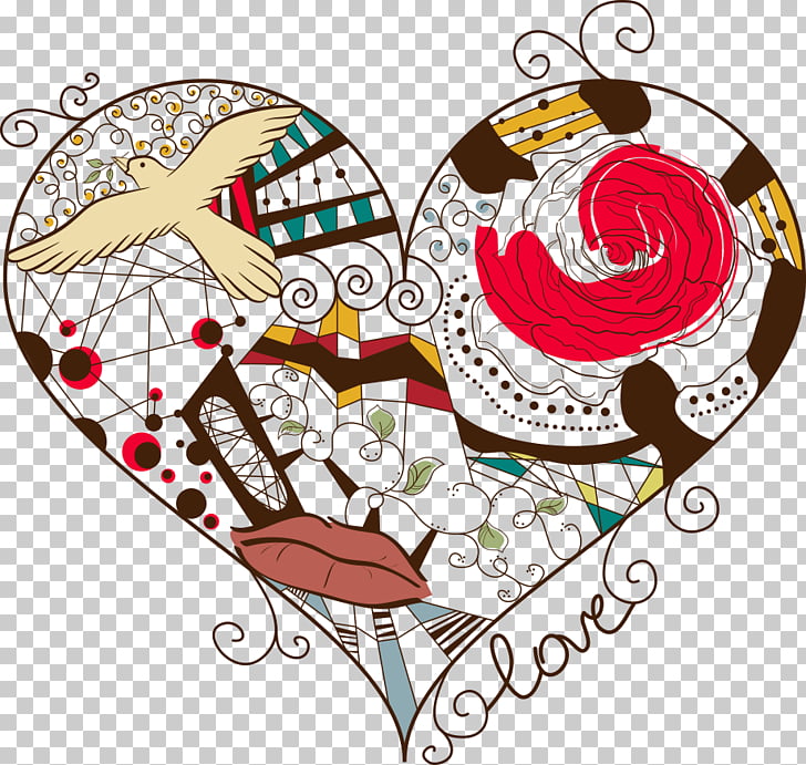 Heart Abstract art , Love birds PNG clipart.