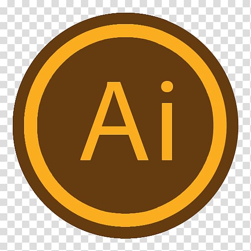 Round brown and orange Adobe Ai logo, area trademark symbol.