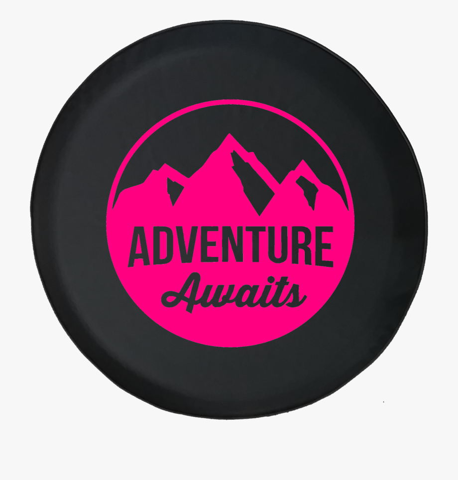 Adventure Awaits Mountain Scene Stamp Style Offroad.