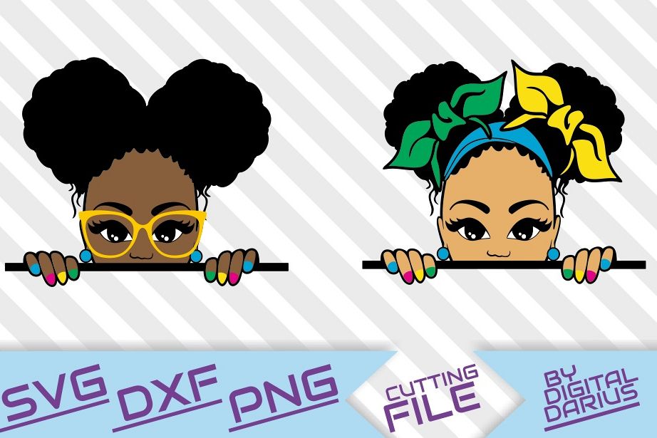 2x Peeking afro girl svg, Melanin, Black woman , Afro Puffs.