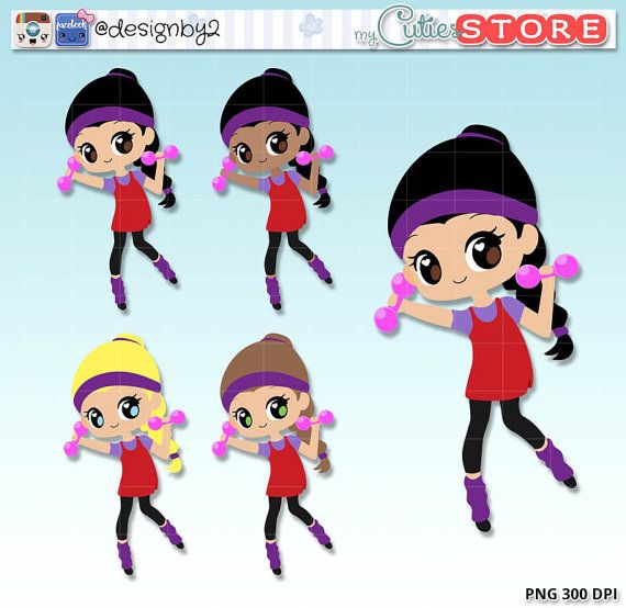 Cuties Fitness Chibi Clipart..