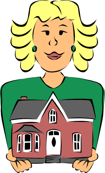 Real Estate Agent Holding House Clip Art.