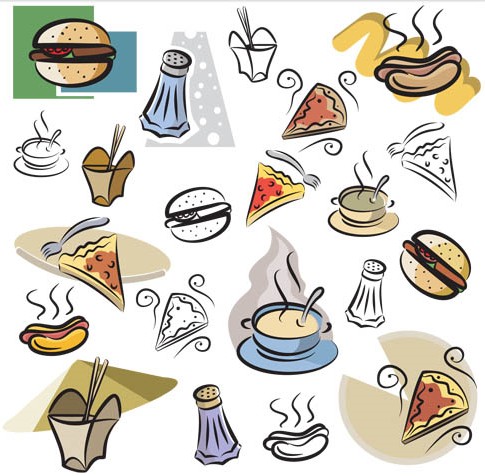 Drawing Fast Food Icons vector free download.