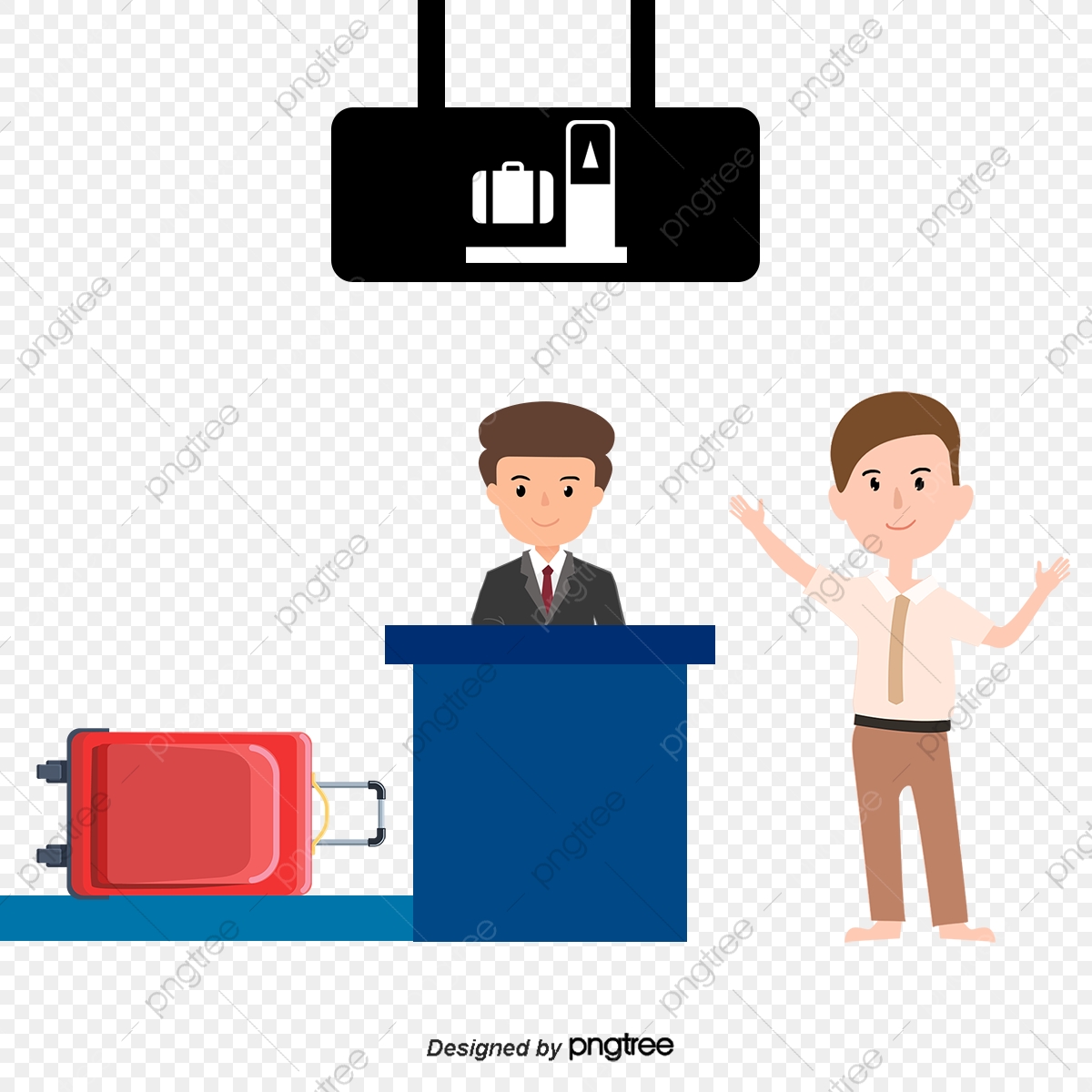 Airport Security Character Items Vector Material, Airport Clipart.