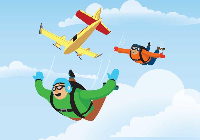 Skydiver Jumps From An Airplane Illustration.