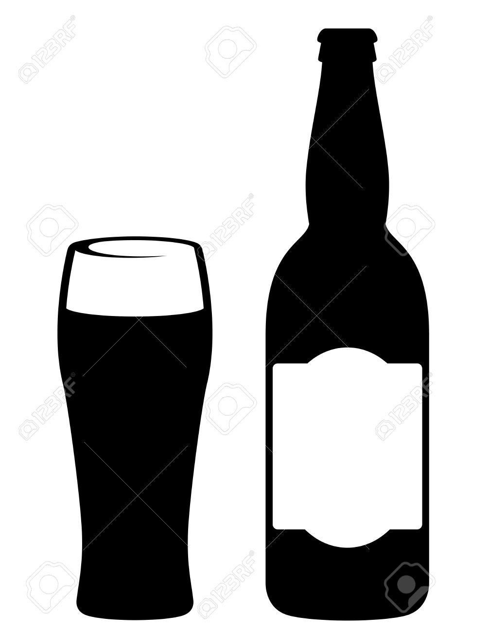 Silhouette of bottled beer Royalty Free Stock Images clipart.