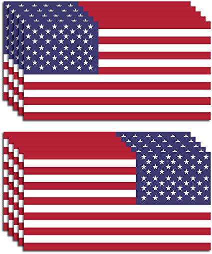 10 Pack of New USA American Flag Vinyl Decal 5 Regular 5 Reverse for Both  Sides of Your Vehicle Army Navy Military Country Stickers Car Truck 2\