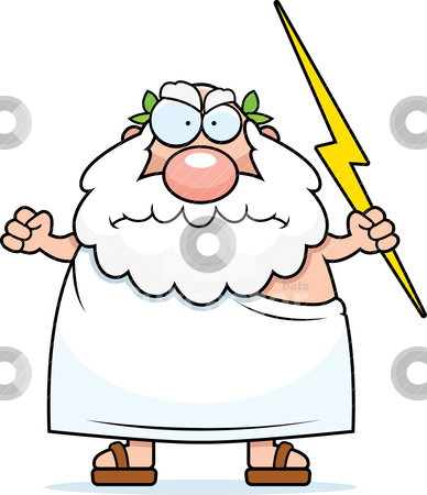 Angry Greek God stock vector.