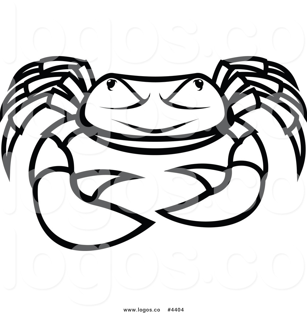 Royalty Free Angry Black and Whtie Crab Logo by Vector.