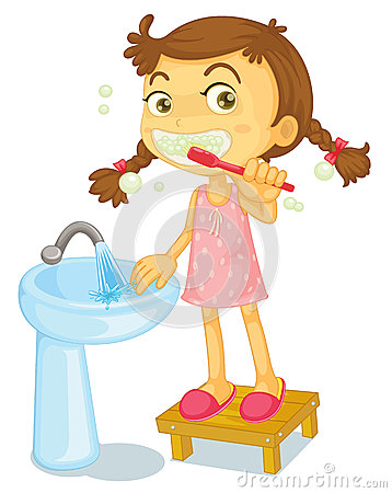 Kid Brushing Teeth Clipart.