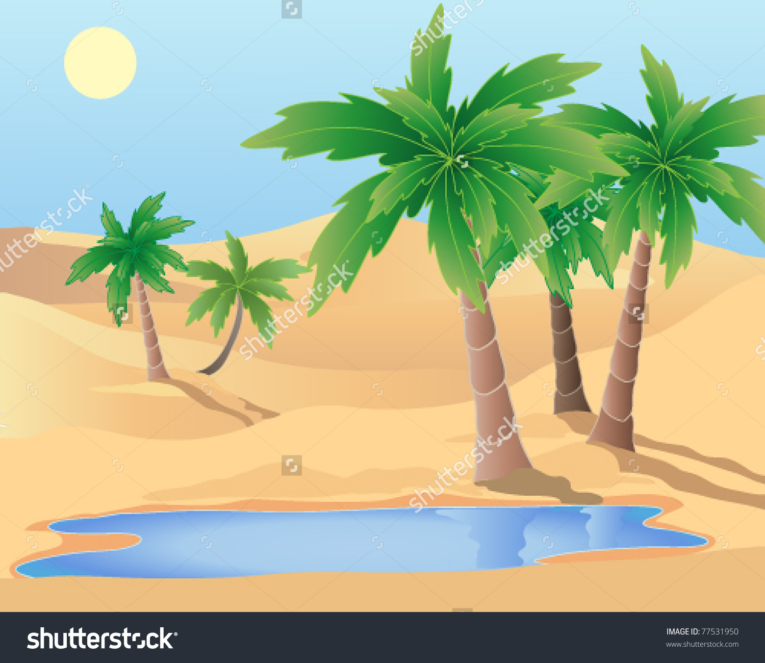 Showing post & media for Cartoon desert with palm tree.