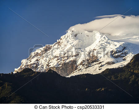 Stock Photos of snow capped Antisana Volcano, Ecuador.