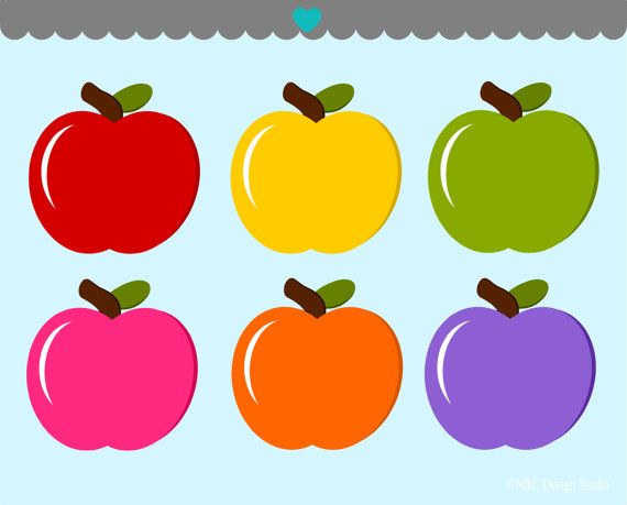 Colorful Apples Clip Art Graphics.