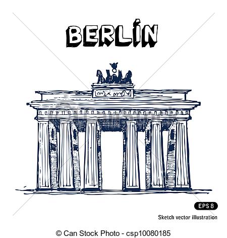 Vector of The Brandenburg gate in Berlin. Hand drawn vector.