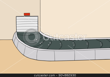 Baggage Claim Area with Closed Door stock vector.