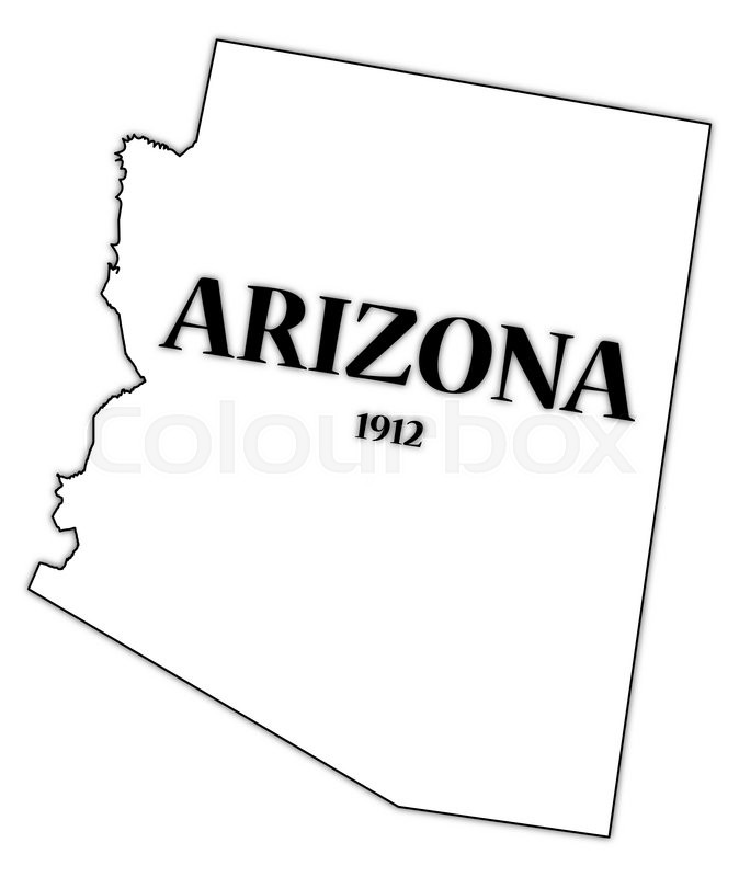 An Arizona state outline with the date.