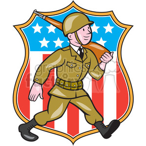 world war two american soldier marching rifle SHIELD clipart. Royalty.